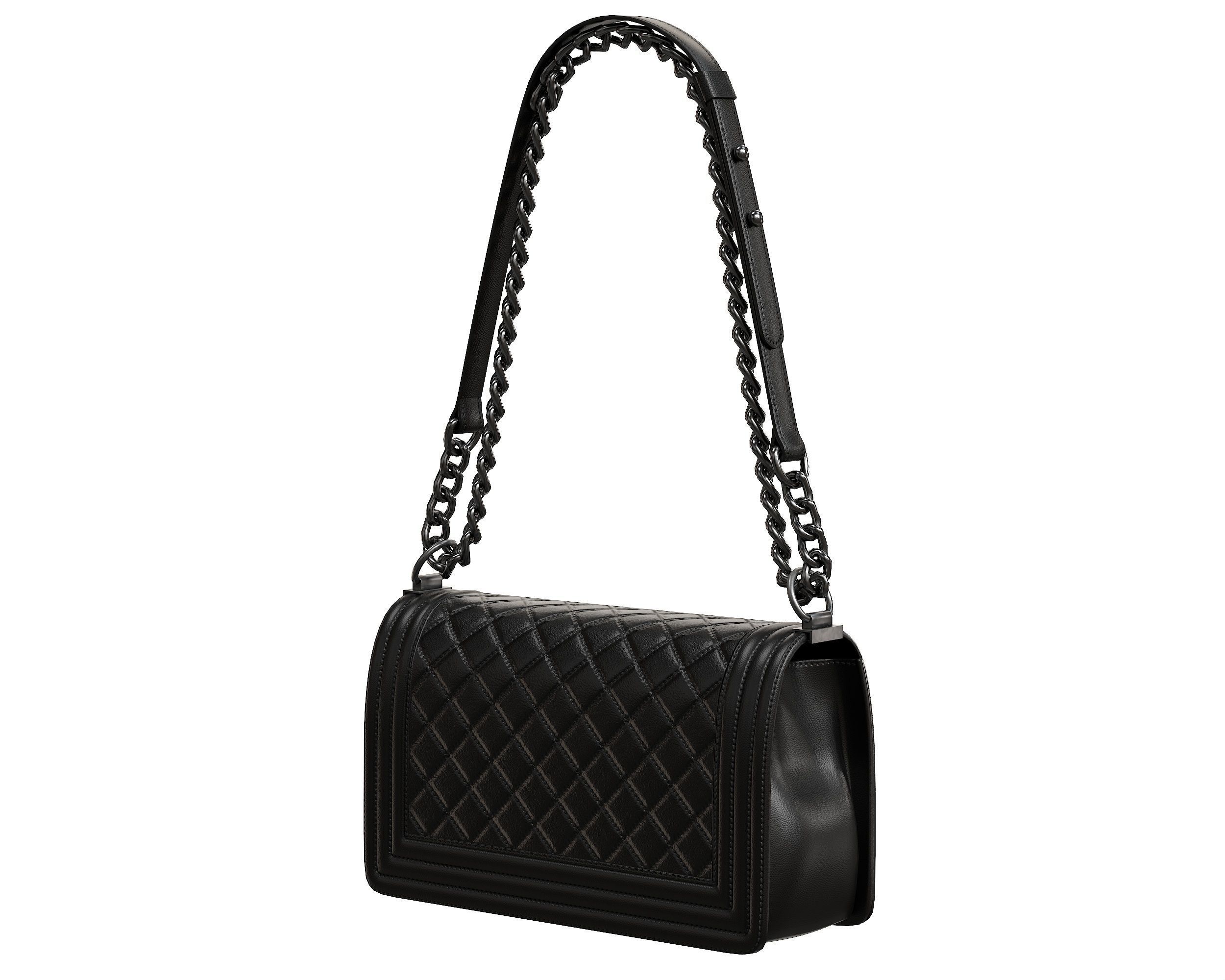 Boy Handbag Black Leather Low-poly 3D model_2