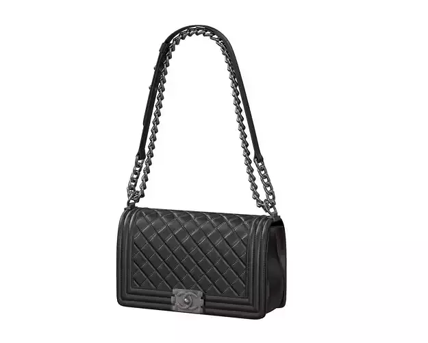 Boy Handbag Black Leather Low-poly 3D model Boy Handbag Black Leather Low-poly 3D model