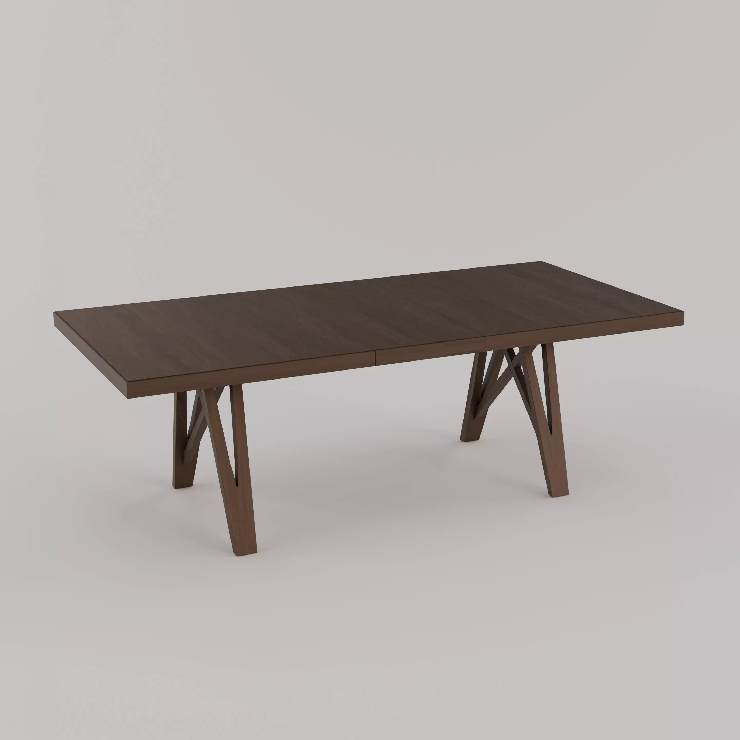 Modern Extendable Dining Table with Geometric Trestle Base 3D model