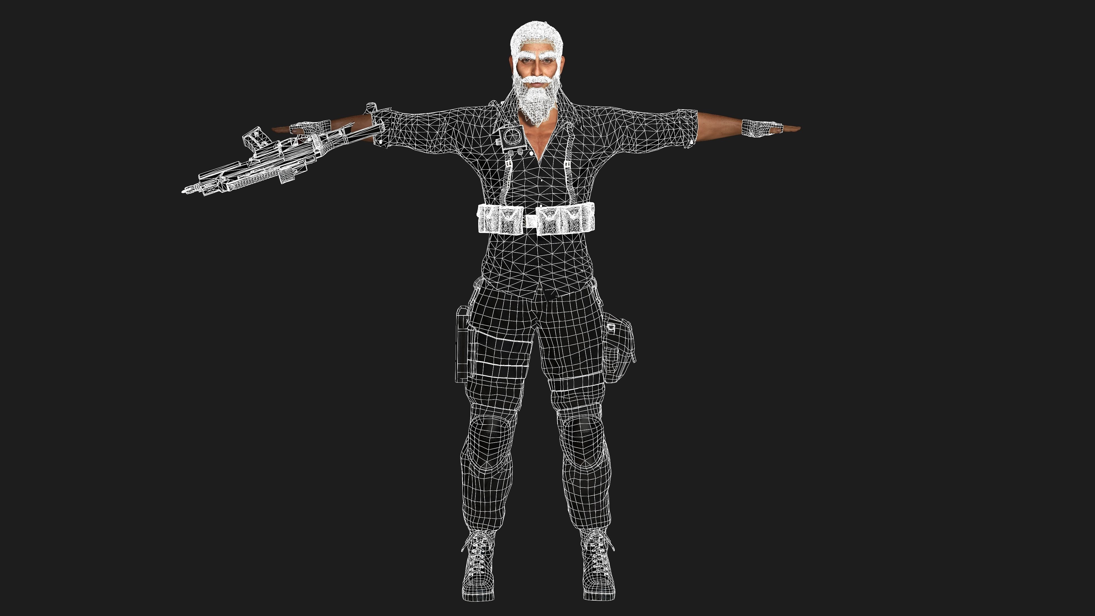 AAA 3D REALISTIC CHARACTER - ARABIC BEARDED MAN GUN SHOOTER GTA Low-poly 3D model_15