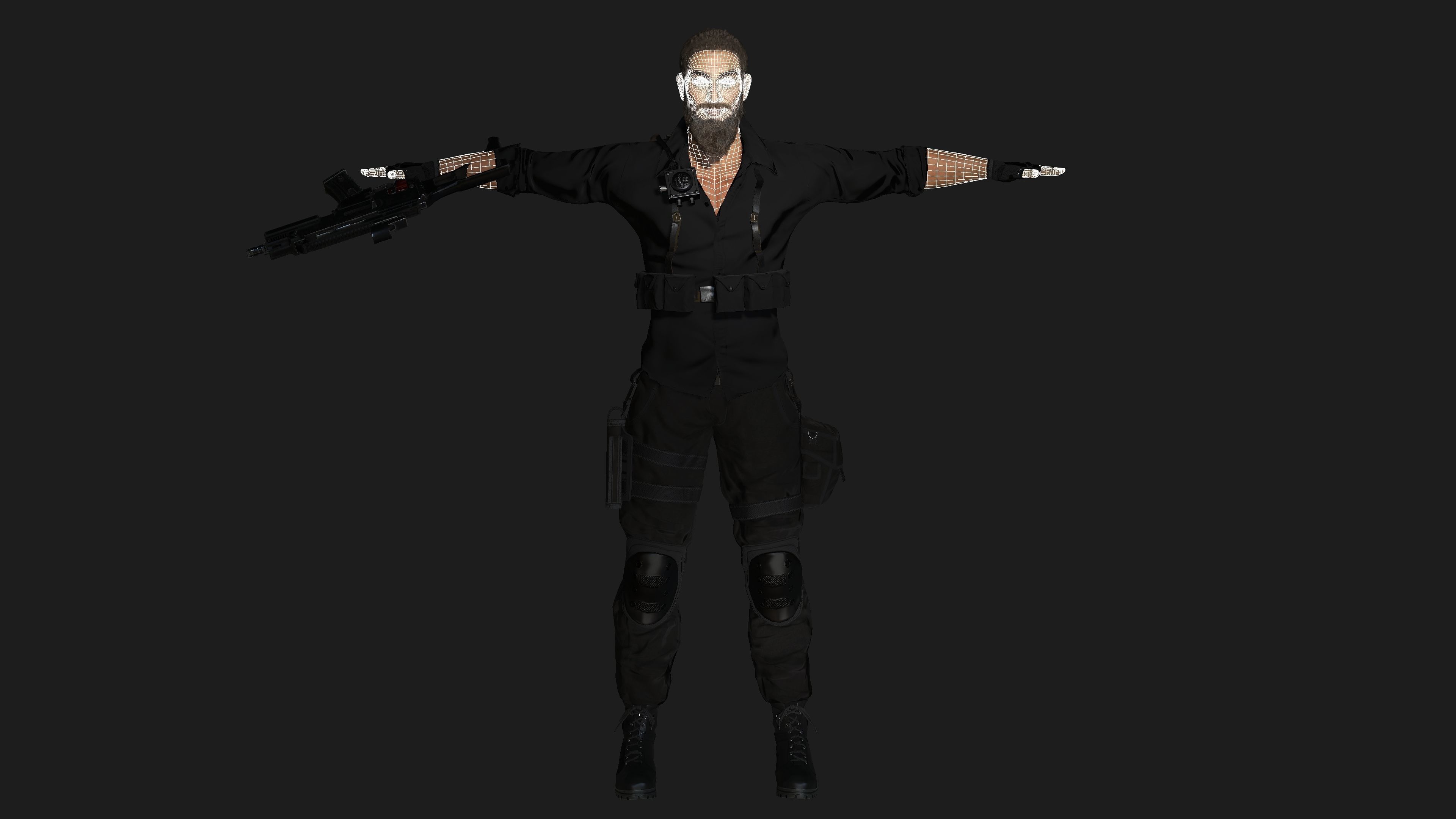 AAA 3D REALISTIC CHARACTER - ARABIC BEARDED MAN GUN SHOOTER GTA Low-poly 3D model_16