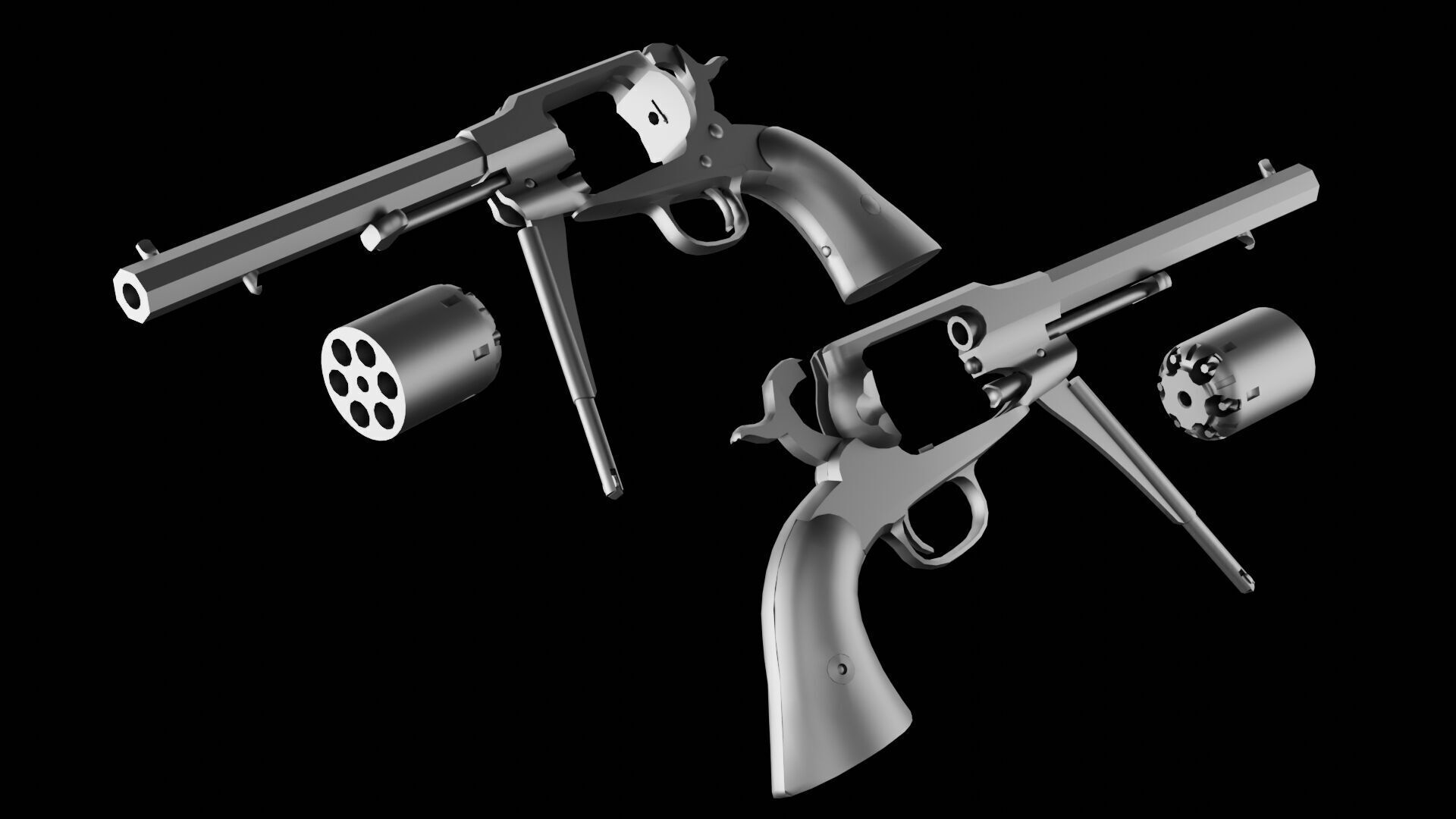 Remington 1858 New Model Army Revolver Low-poly 3D model_36
