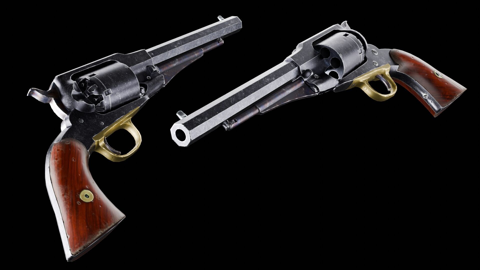 Remington 1858 New Model Army Revolver Low-poly 3D model_9