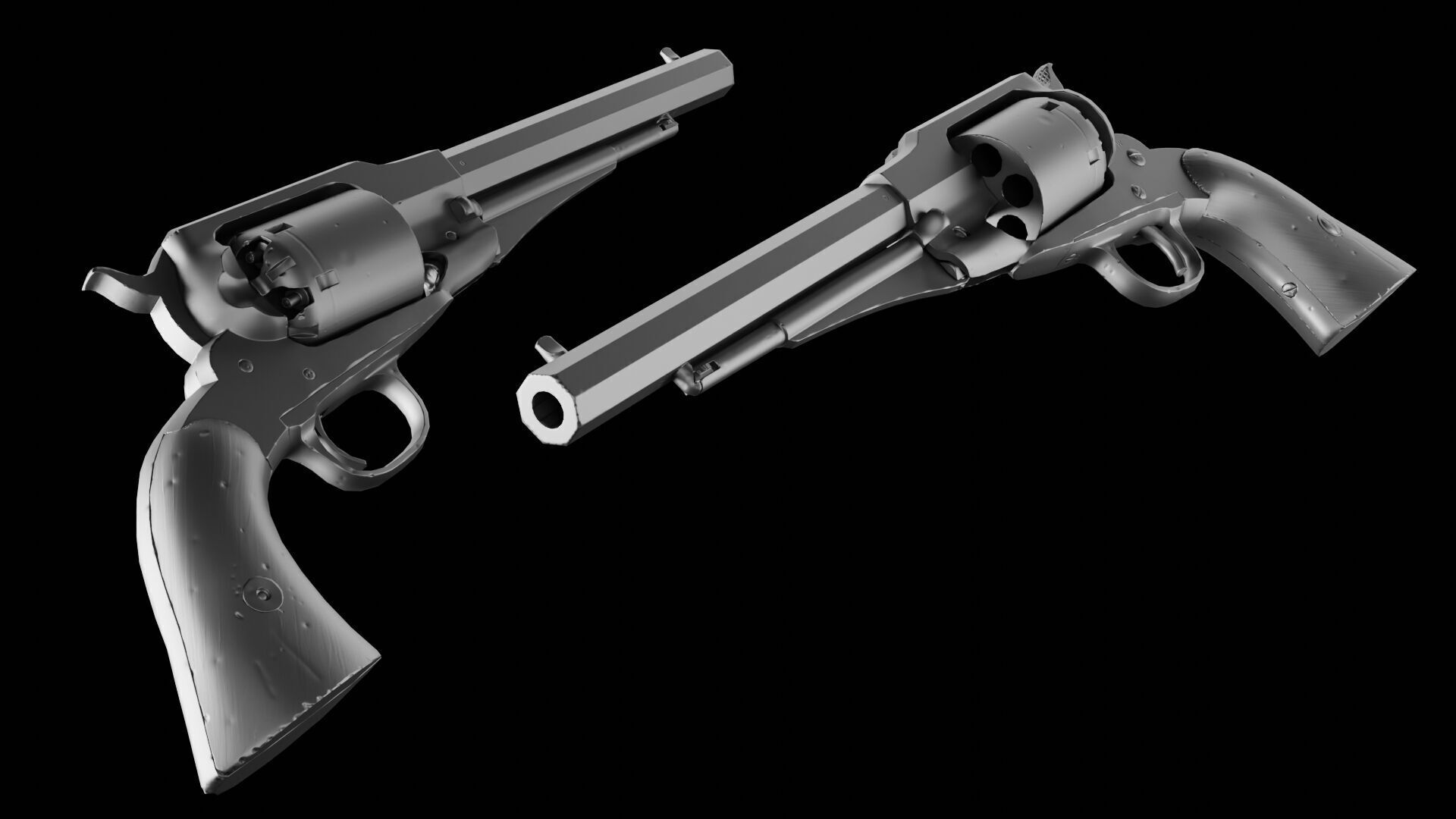Remington 1858 New Model Army Revolver Low-poly 3D model_48