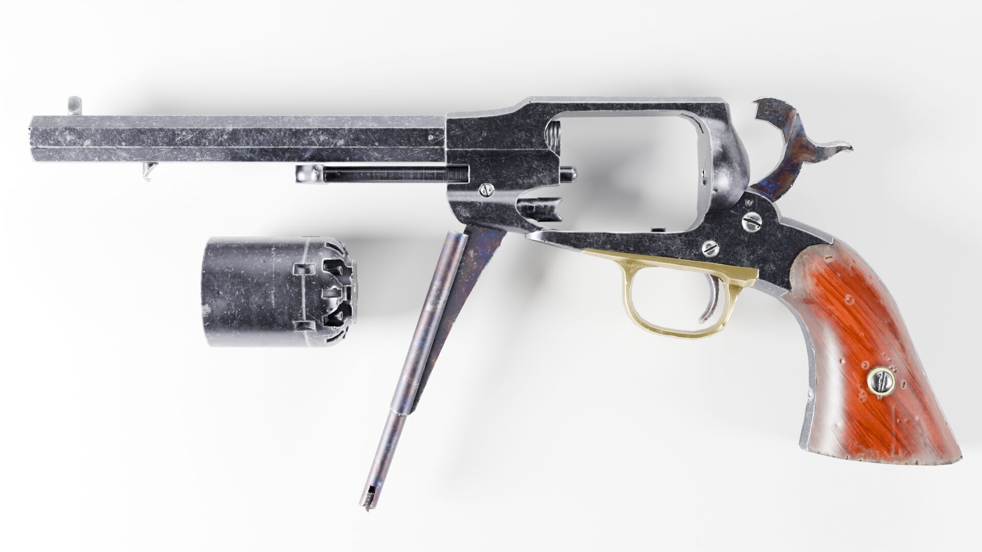 Remington 1858 New Model Army Revolver Low-poly 3D model_4
