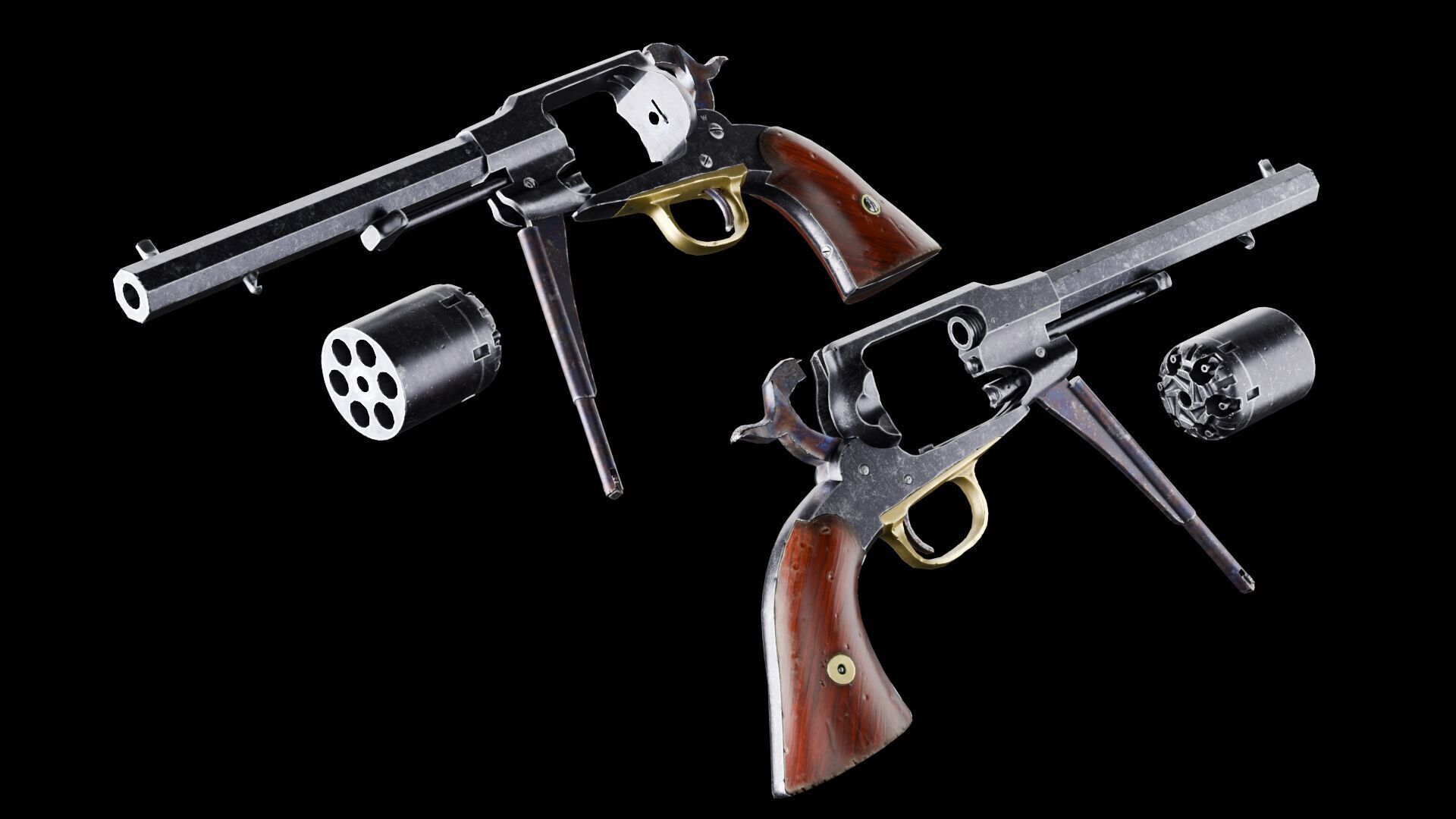 Remington 1858 New Model Army Revolver Low-poly 3D model_10