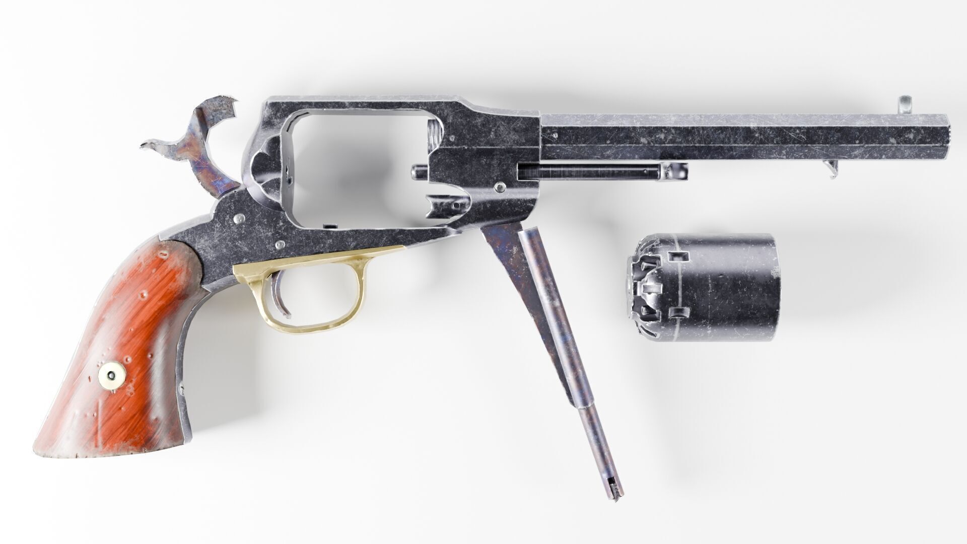 Remington 1858 New Model Army Revolver Low-poly 3D model_5