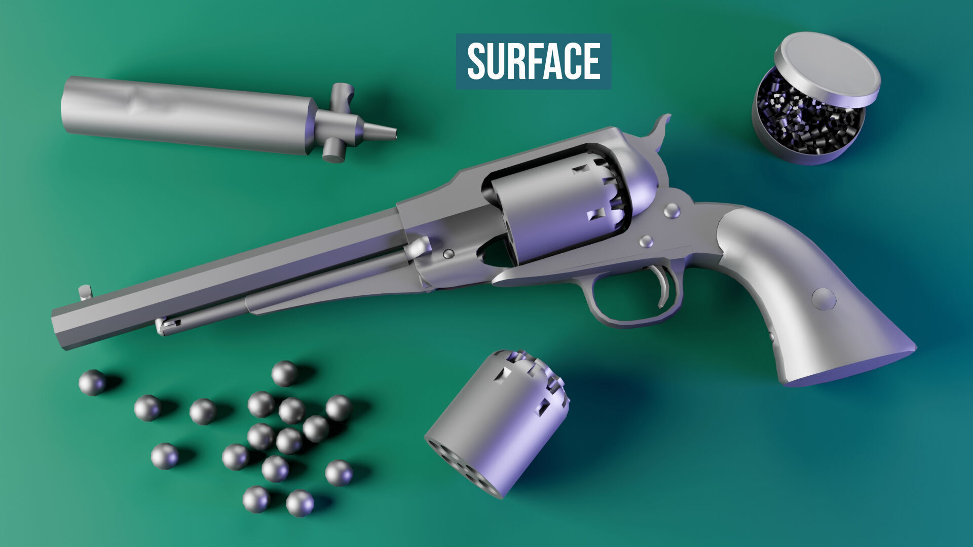 Remington 1858 New Model Army Revolver Low-poly 3D model_27