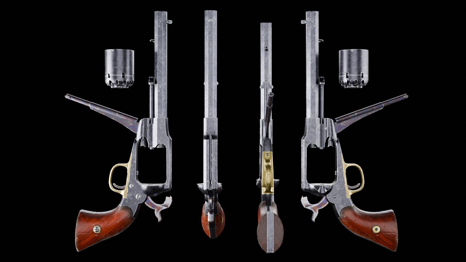 Remington 1858 New Model Army Revolver Low-poly 3D model_8