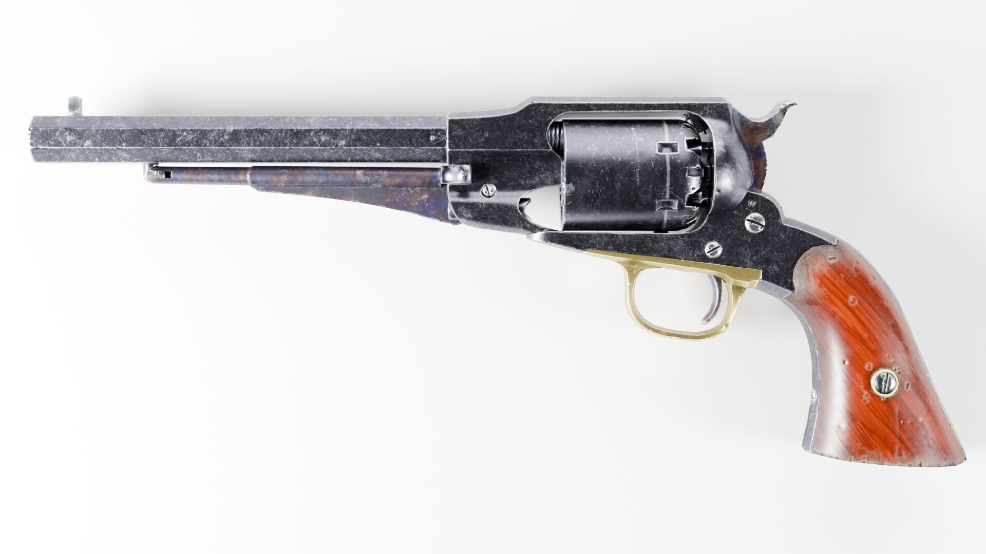 Remington 1858 New Model Army Revolver Low-poly 3D model_2