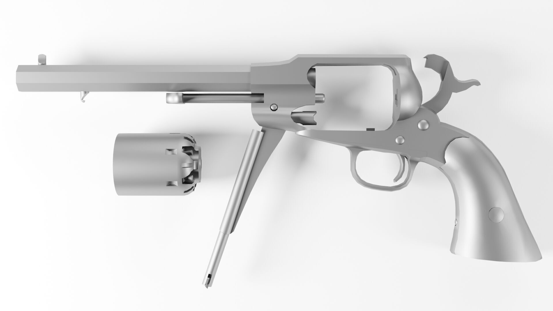 Remington 1858 New Model Army Revolver Low-poly 3D model_30