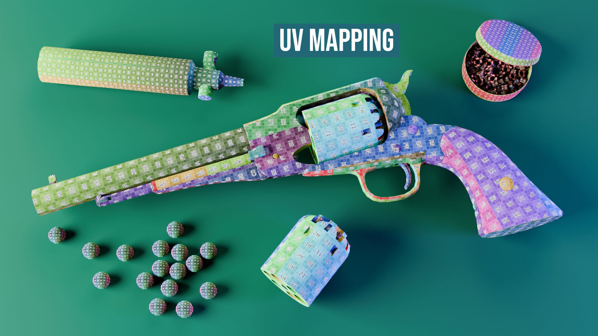 Remington 1858 New Model Army Revolver Low-poly 3D model_53