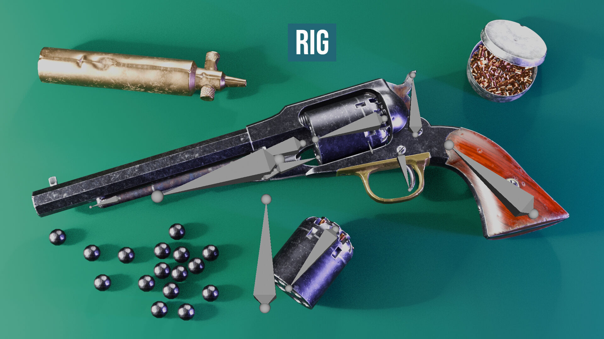 Remington 1858 New Model Army Revolver Low-poly 3D model_66