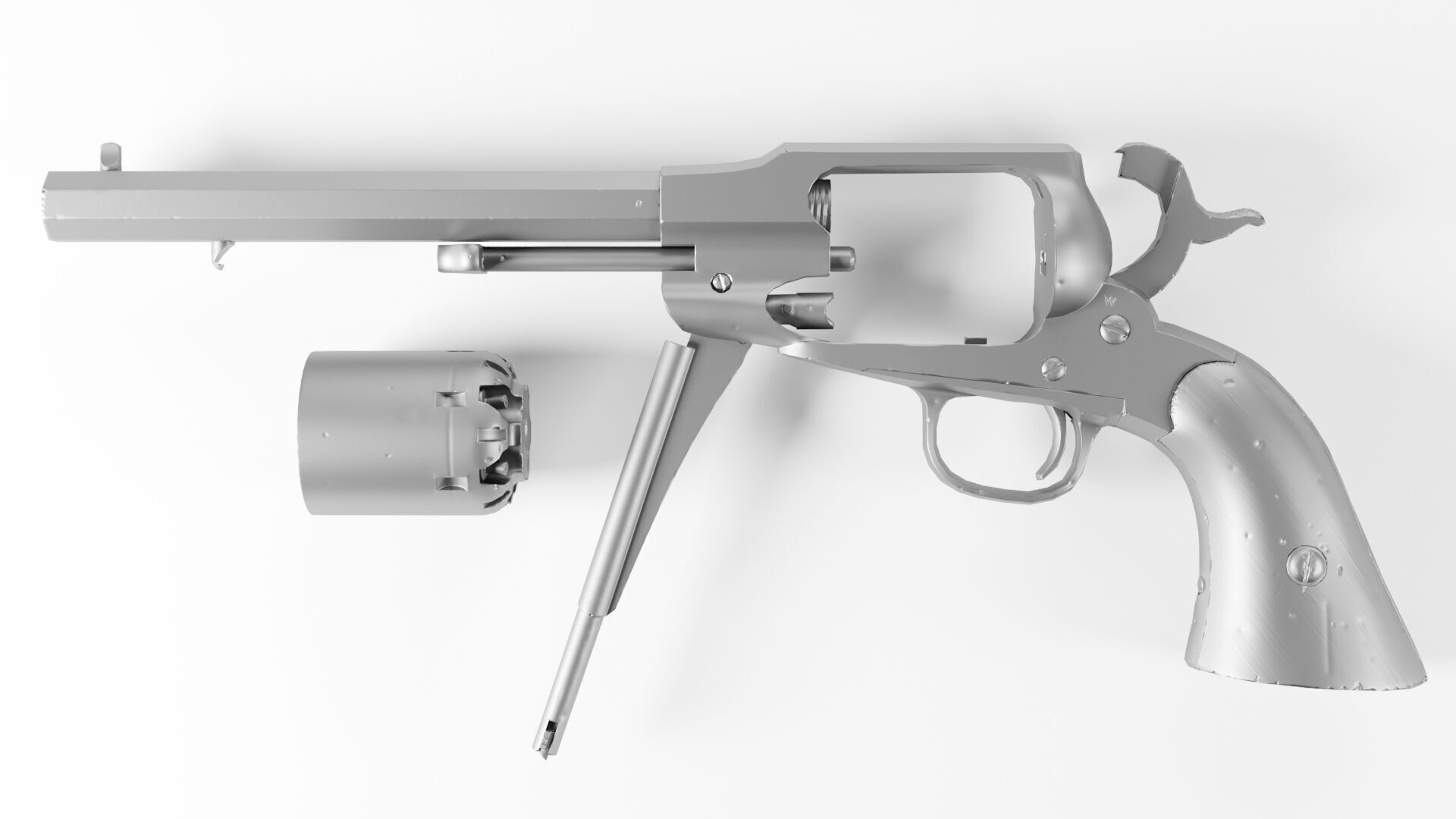 Remington 1858 New Model Army Revolver Low-poly 3D model_43