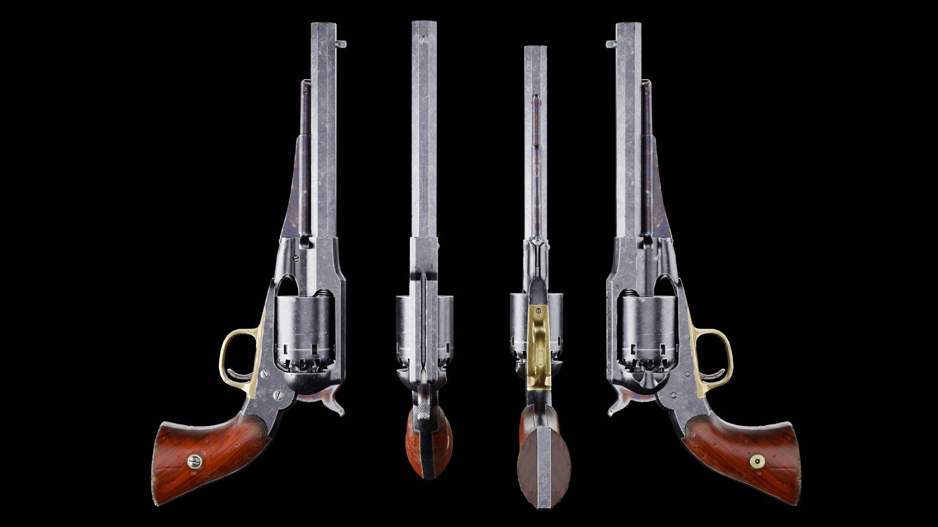 Remington 1858 New Model Army Revolver Low-poly 3D model_7