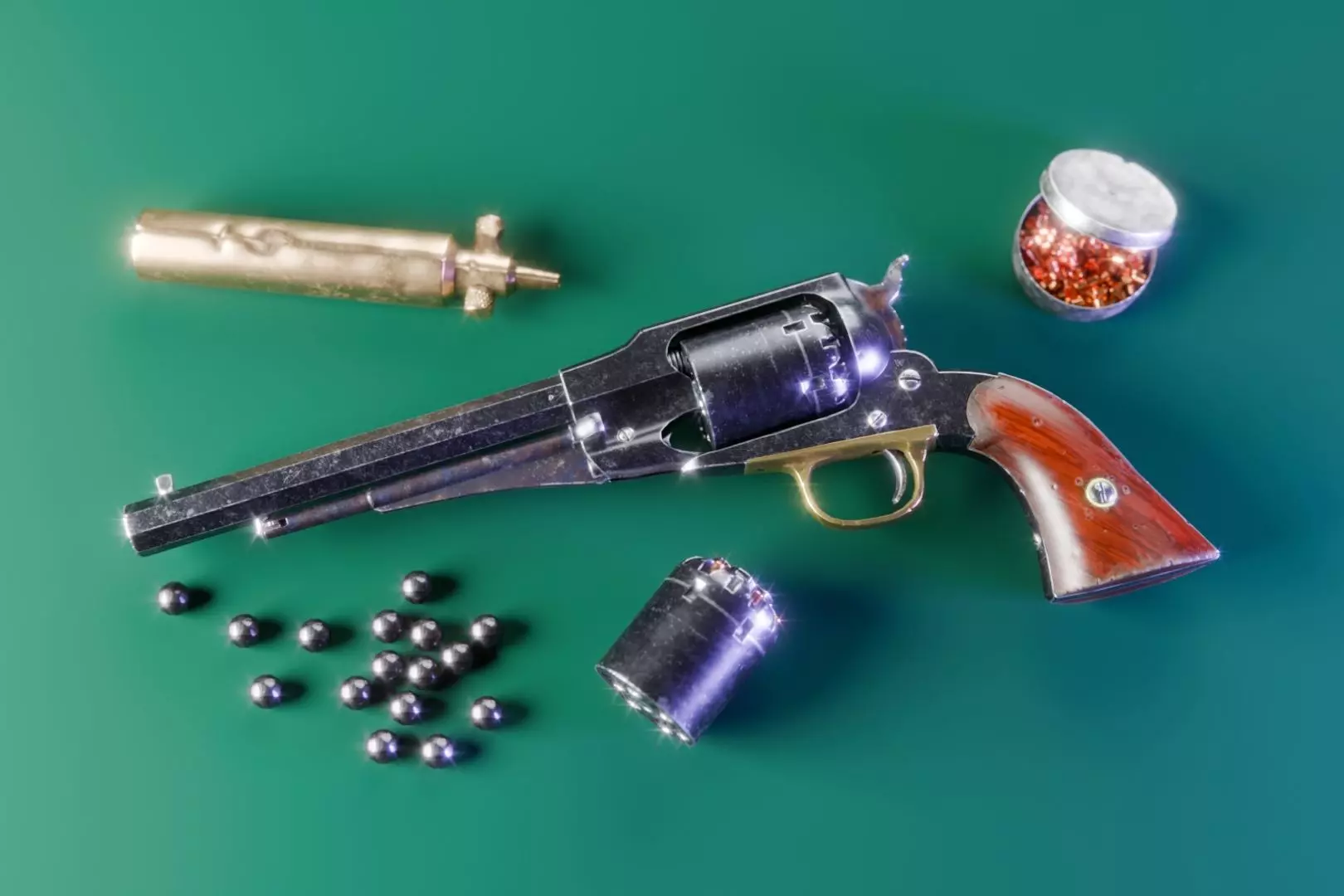 Remington 1858 New Model Army Revolver Low-poly 3D model_0