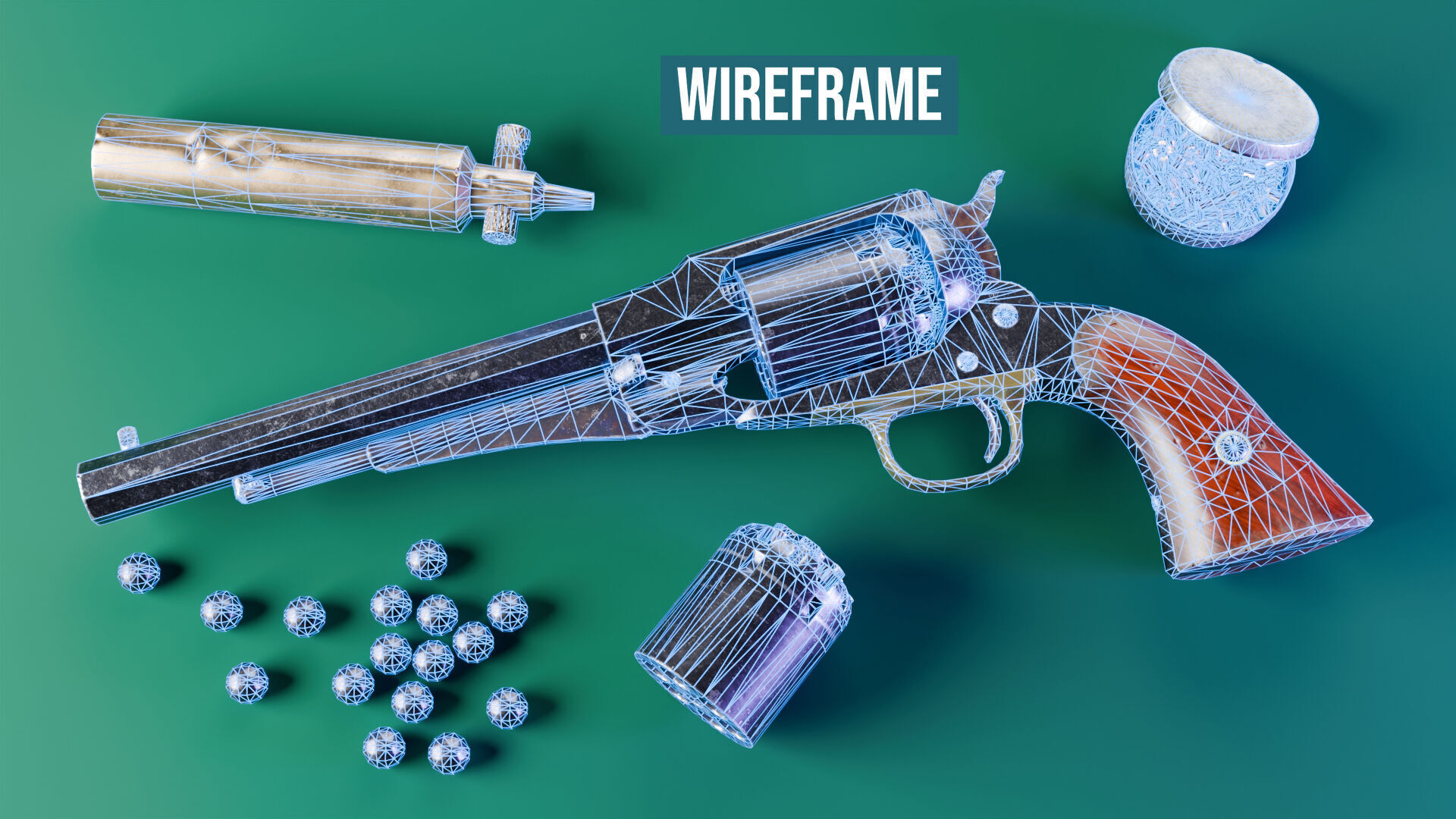 Remington 1858 New Model Army Revolver Low-poly 3D model_14