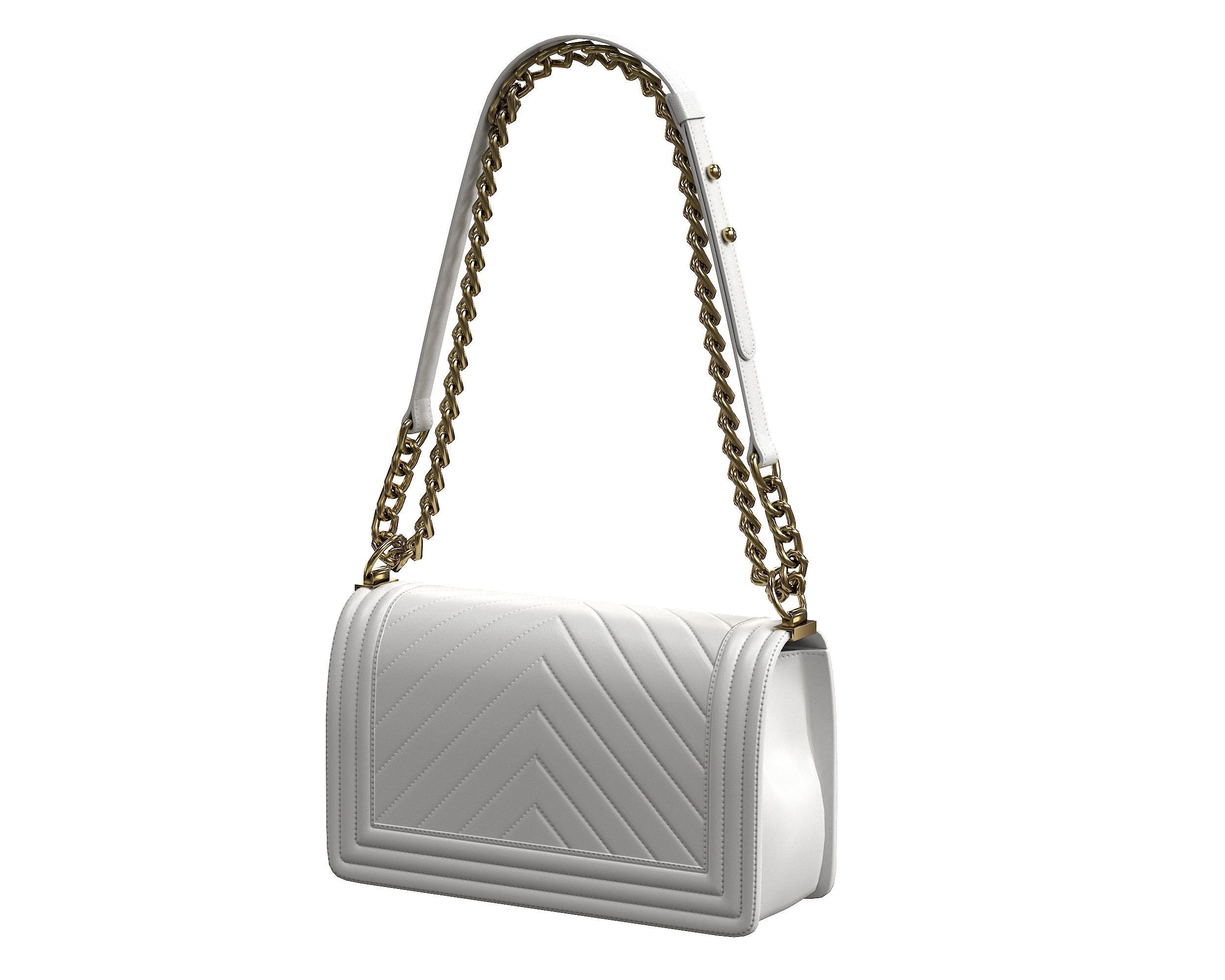 Boy Handbag White Leather Low-poly 3D model_3