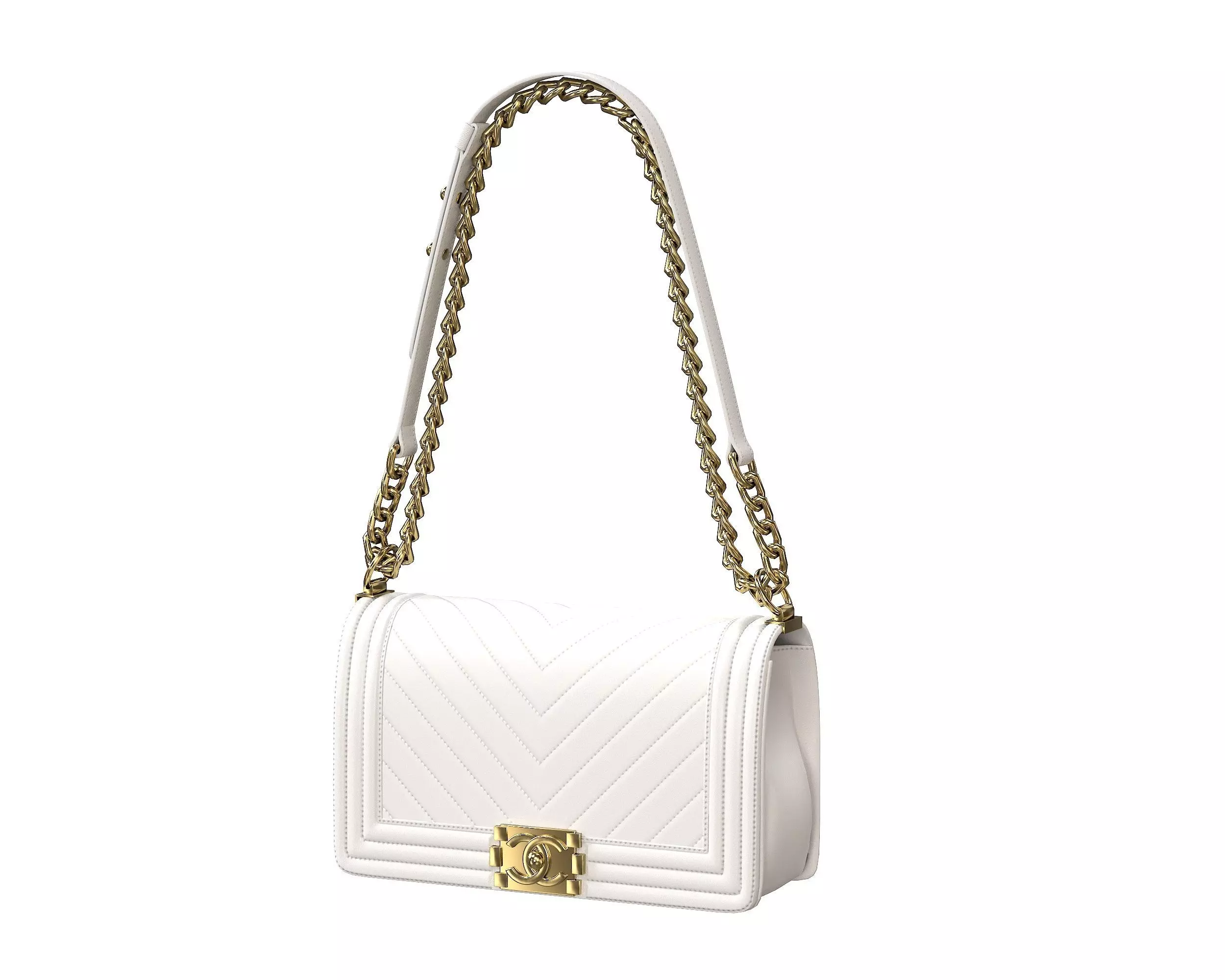 Boy Handbag White Leather Low-poly 3D model_0