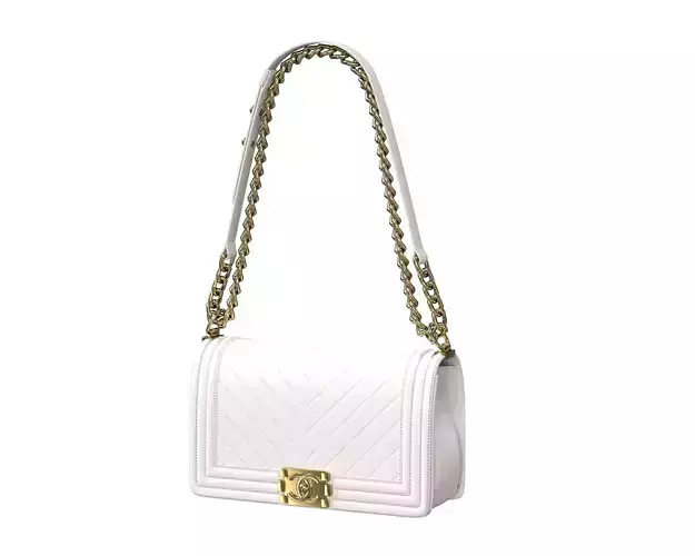 Boy Handbag White Leather Low-poly 3D model Boy Handbag White Leather Low-poly 3D model