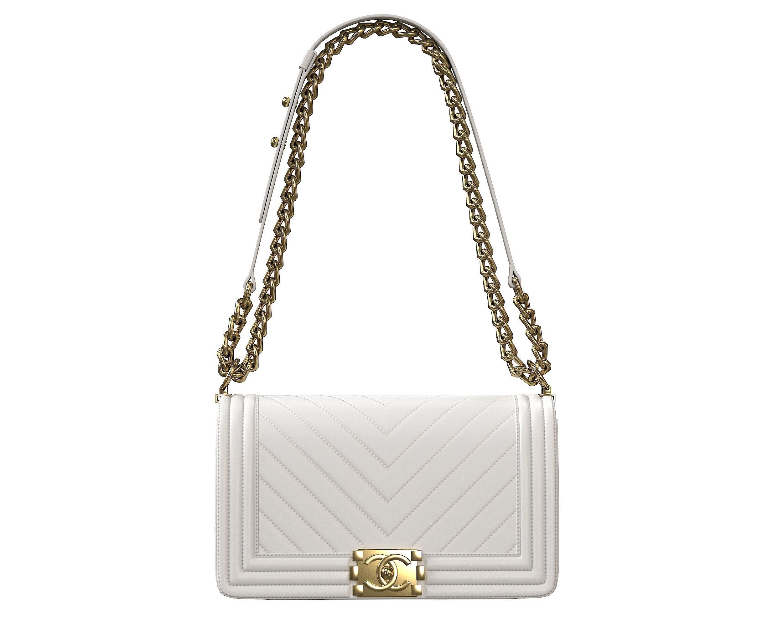 Boy Handbag White Leather Low-poly 3D model_2