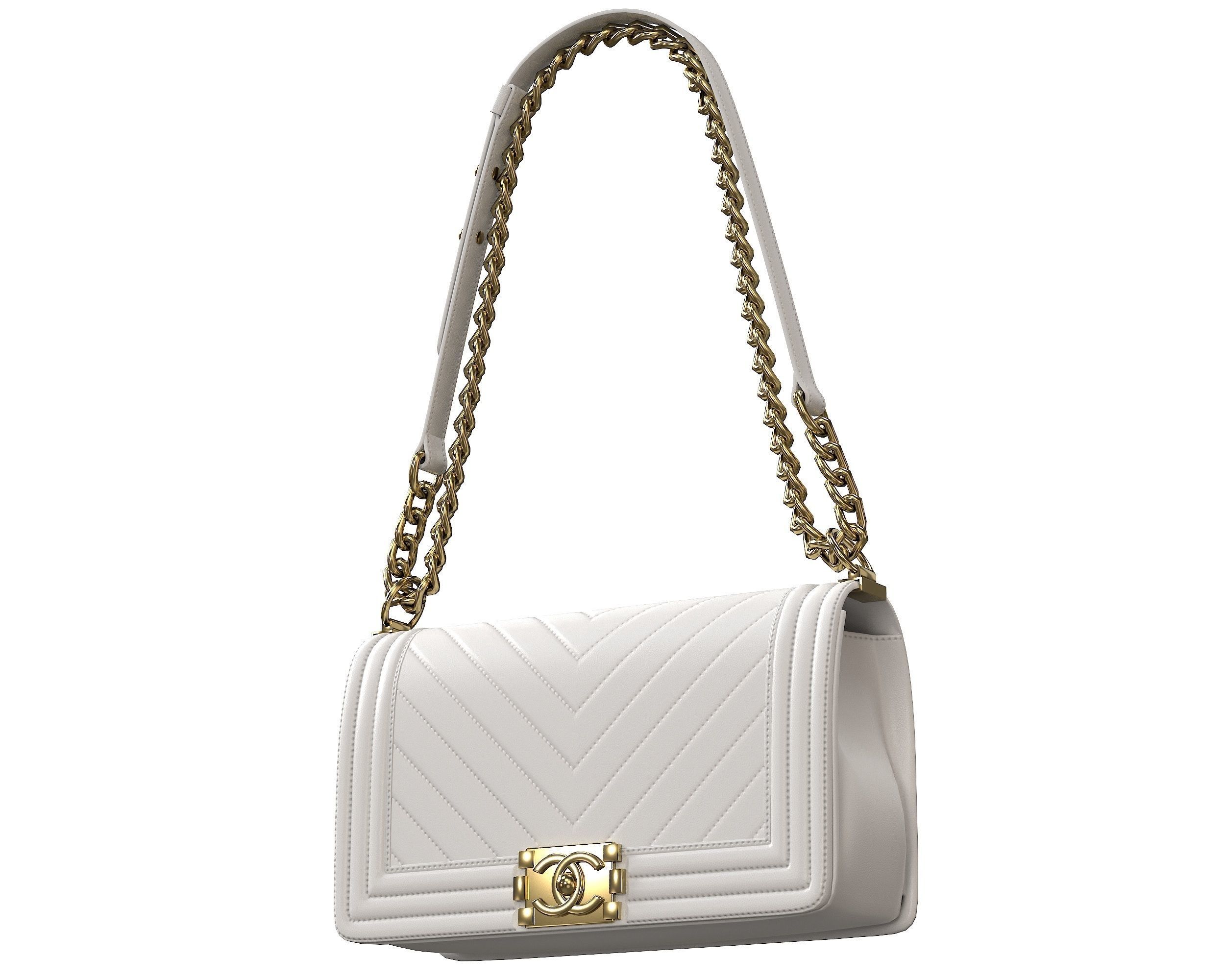 Boy Handbag White Leather Low-poly 3D model_5