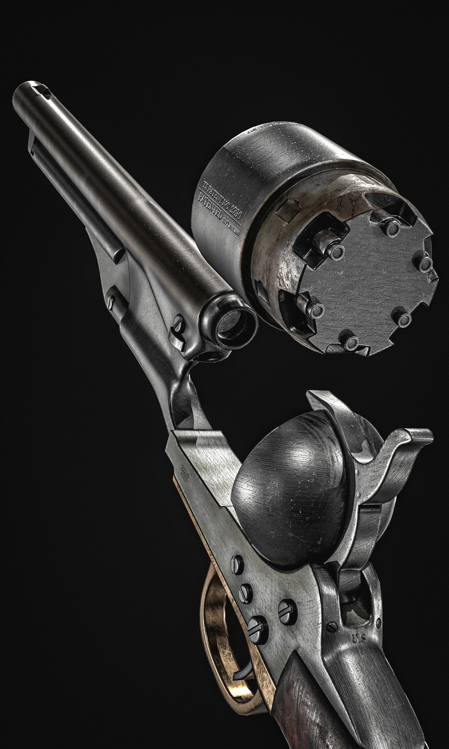 Colt Army Model 1860 Revolver Low-poly 3D model_21