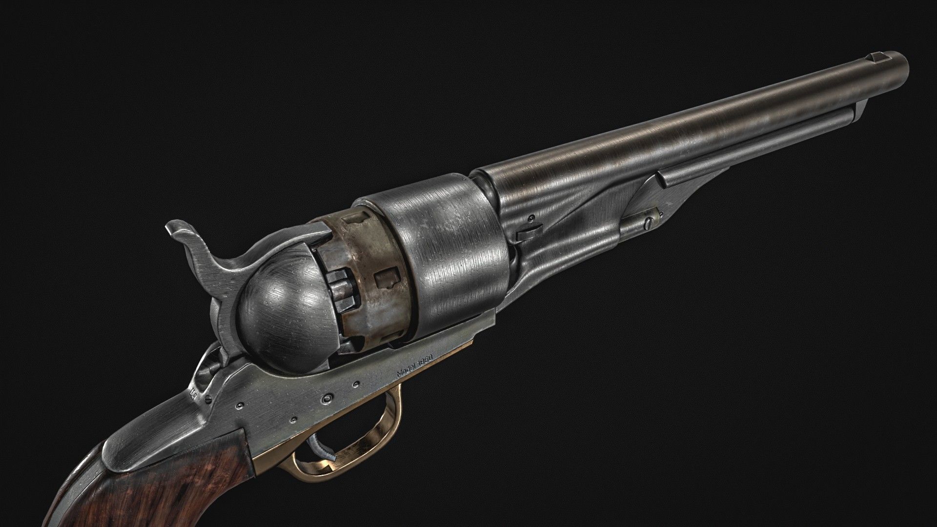 Colt Army Model 1860 Revolver Low-poly 3D model_13
