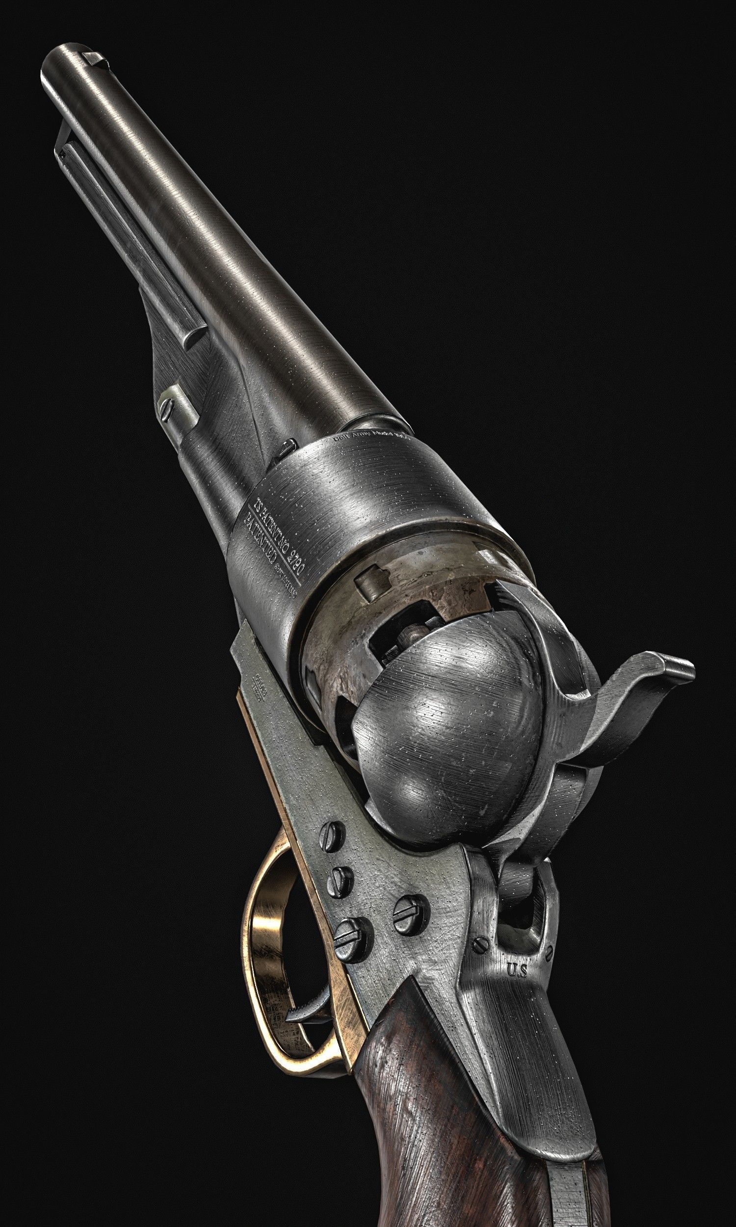 Colt Army Model 1860 Revolver Low-poly 3D model_16