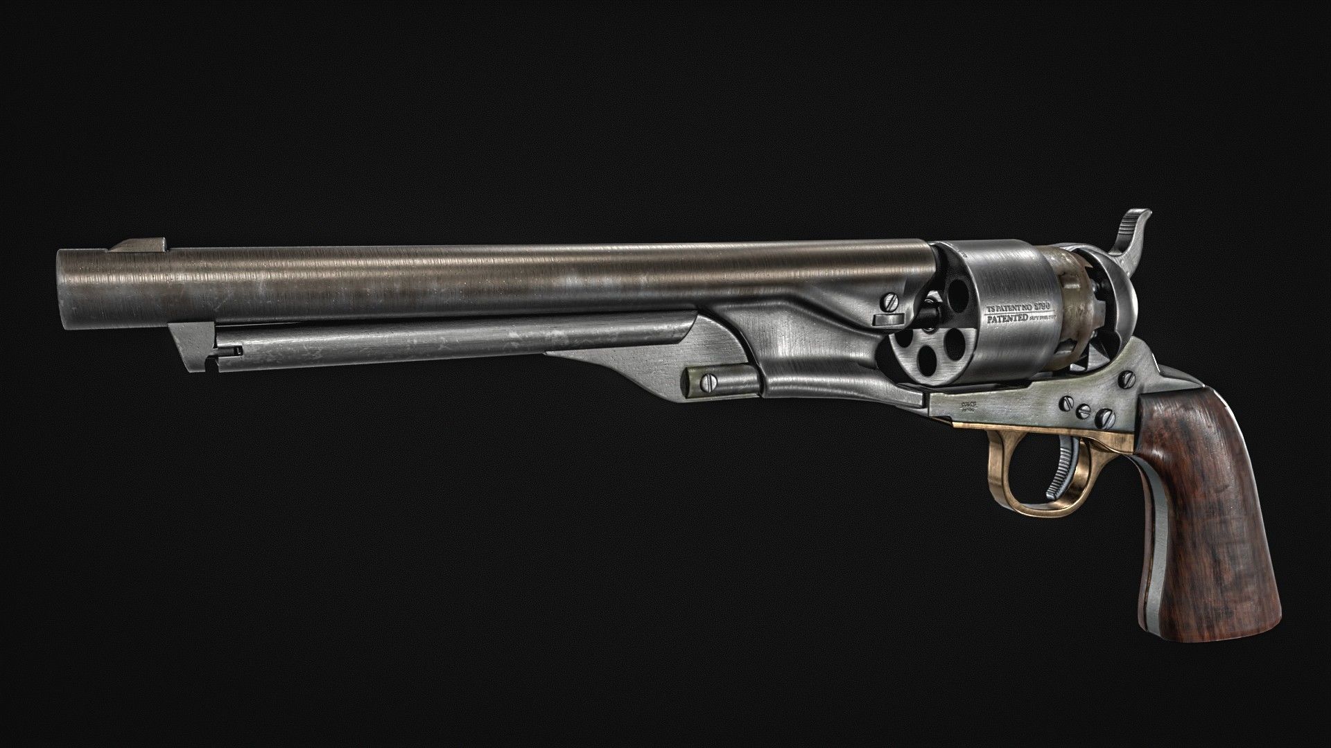 Colt Army Model 1860 Revolver Low-poly 3D model_17