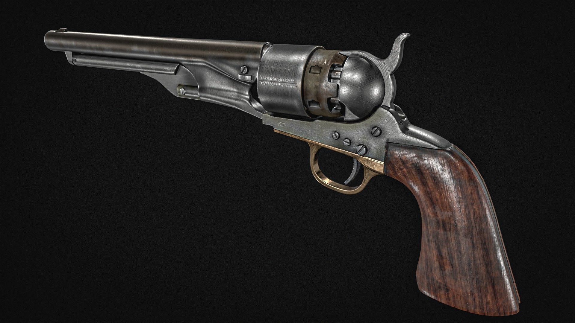 Colt Army Model 1860 Revolver Low-poly 3D model_5