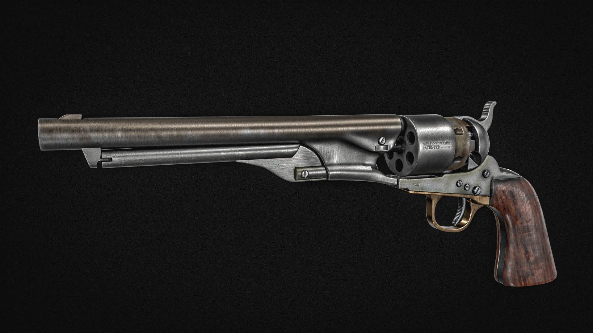 Colt Army Model 1860 Revolver Low-poly 3D model_8