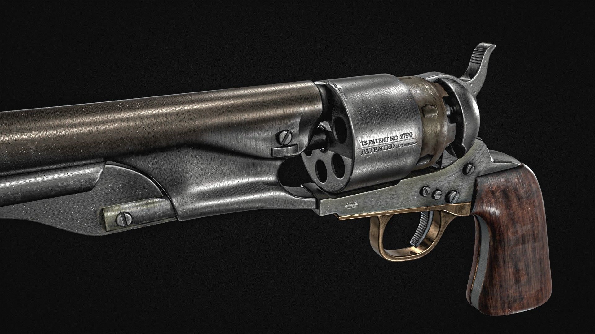 Colt Army Model 1860 Revolver Low-poly 3D model_12