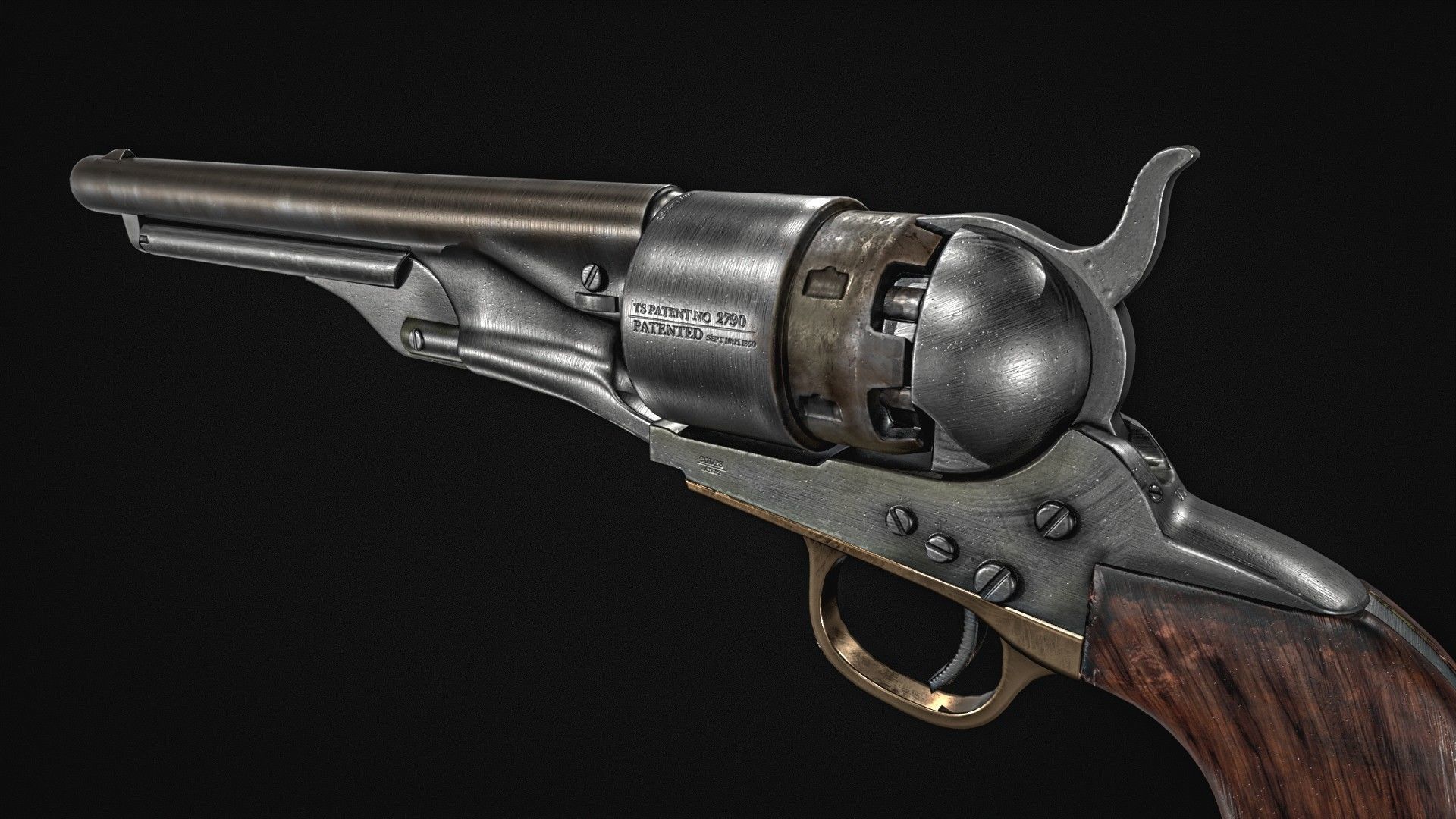 Colt Army Model 1860 Revolver Low-poly 3D model_19