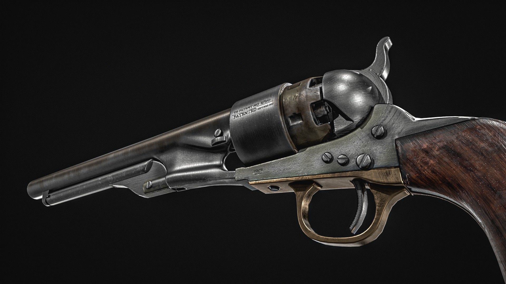 Colt Army Model 1860 Revolver Low-poly 3D model_10