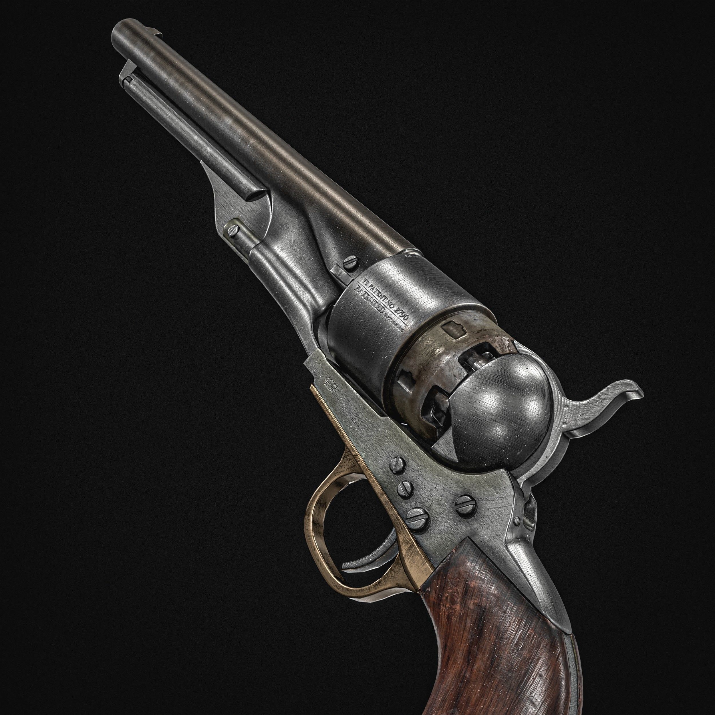 Colt Army Model 1860 Revolver Low-poly 3D model_7
