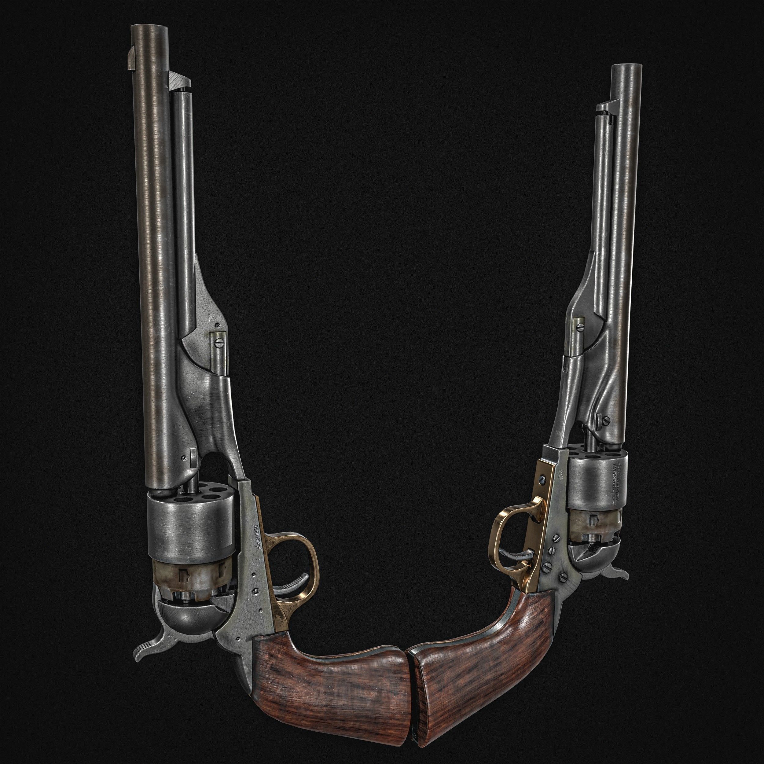 Colt Army Model 1860 Revolver Low-poly 3D model_6