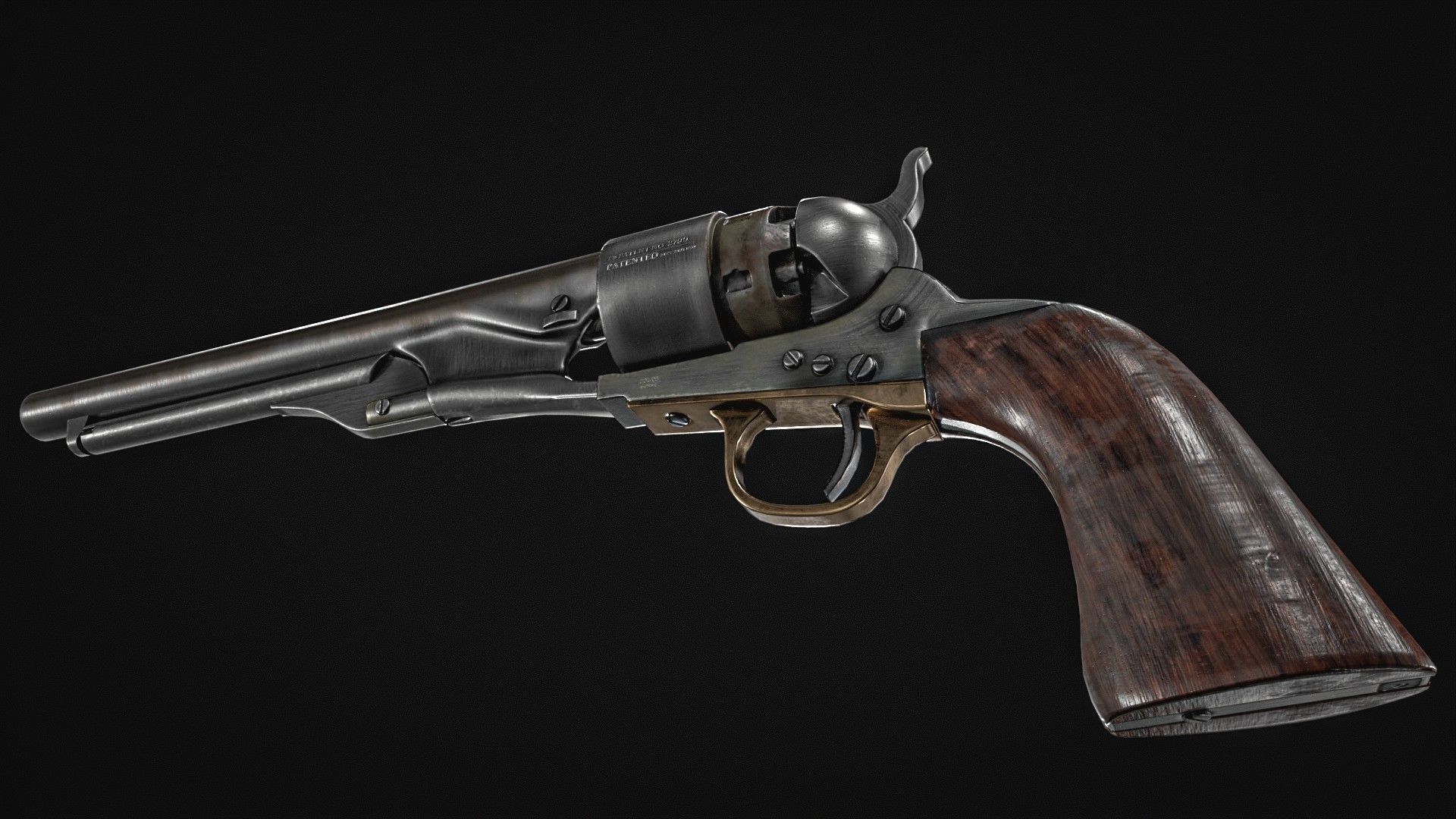 Colt Army Model 1860 Revolver Low-poly 3D model_9