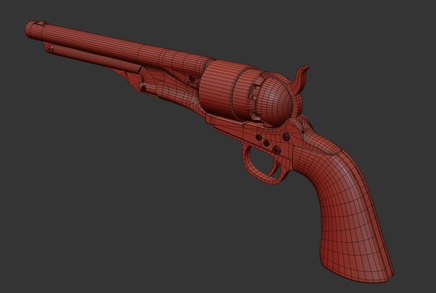 Colt Army Model 1860 Revolver Low-poly 3D model_30