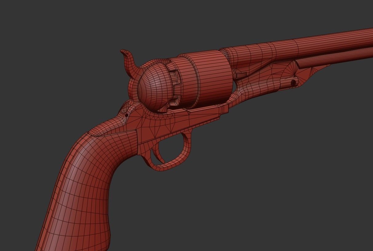 Colt Army Model 1860 Revolver Low-poly 3D model_28