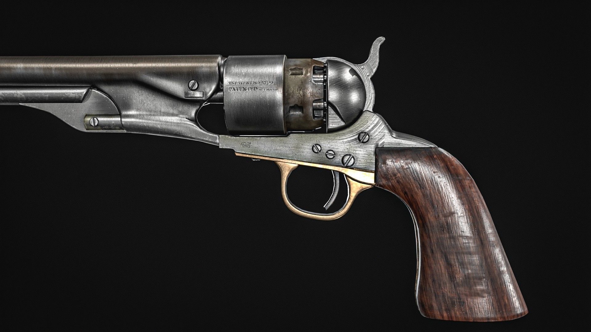 Colt Army Model 1860 Revolver Low-poly 3D model_11