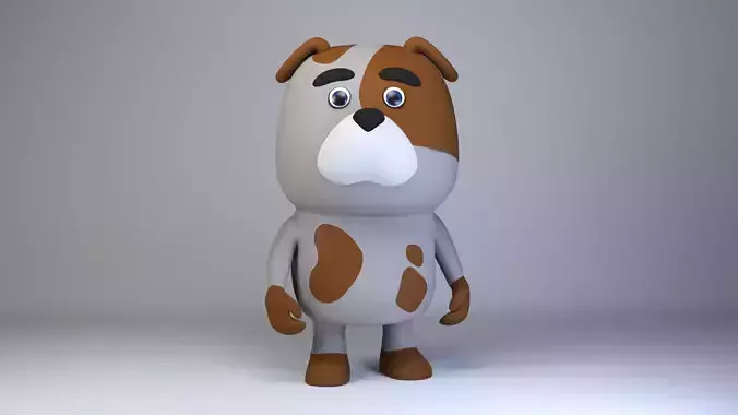 Cartoonish Humanoid Dog Character - Ready for Rigging