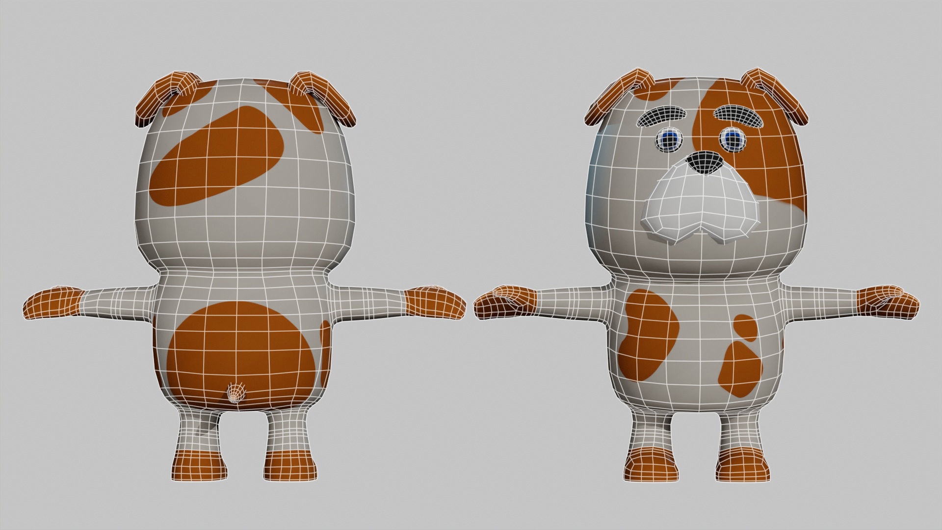 Cartoonish Humanoid Dog Character - Ready for Rigging Low-poly 3D model_7