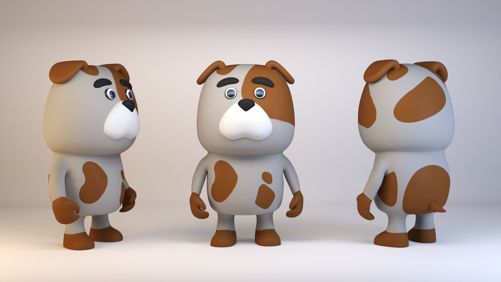 Cartoonish Humanoid Dog Character - Ready for Rigging Low-poly 3D model_6
