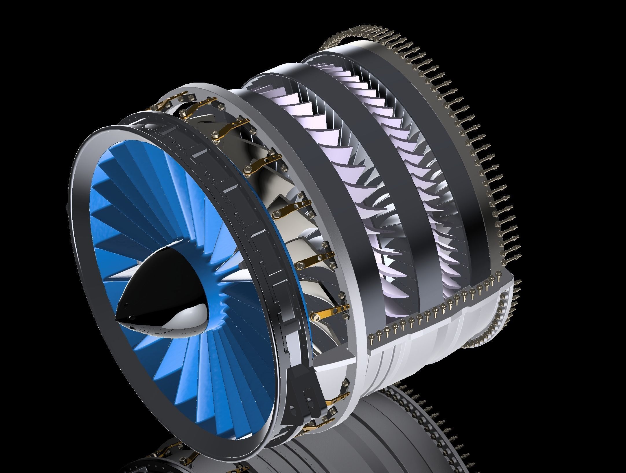 PRATT and WHITNEY F119 F135 Turbine Jet Engine 3D print model_6