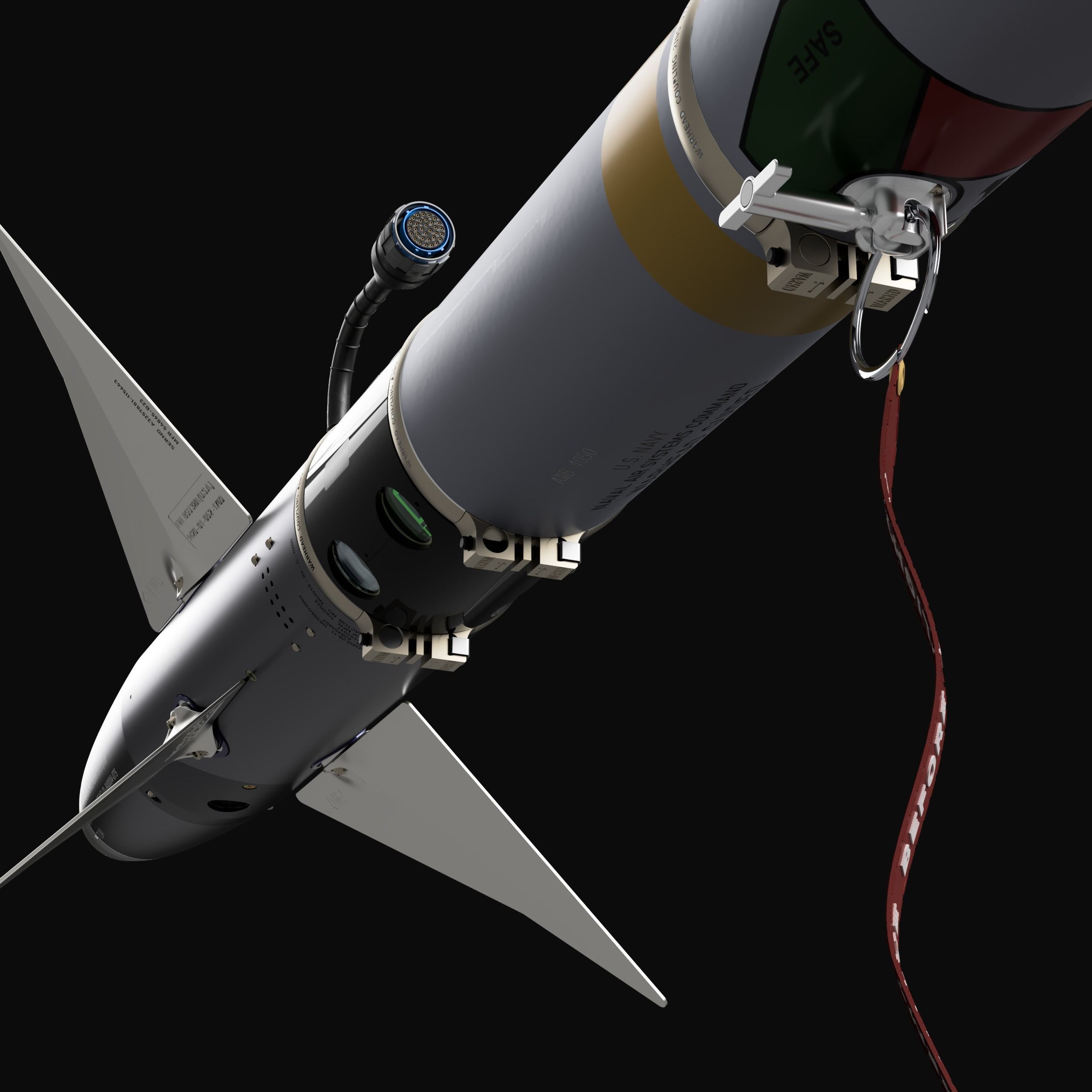 AIM-9L Sidewinder SIMPLIFIED - Extreme Detail - 3D Print Ready 3D print model_7
