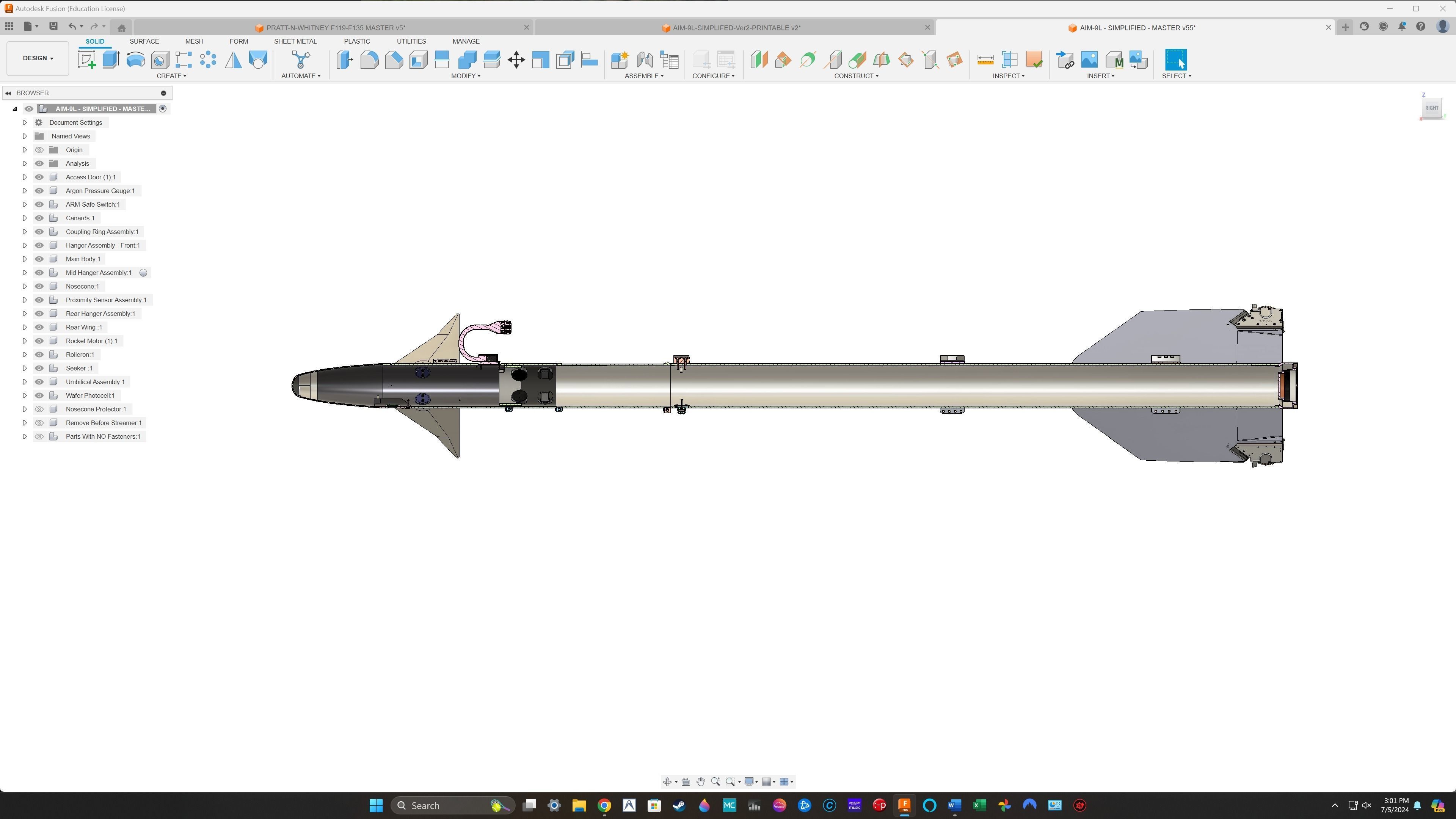 AIM-9L Sidewinder SIMPLIFIED - Extreme Detail - 3D Print Ready 3D print model_18