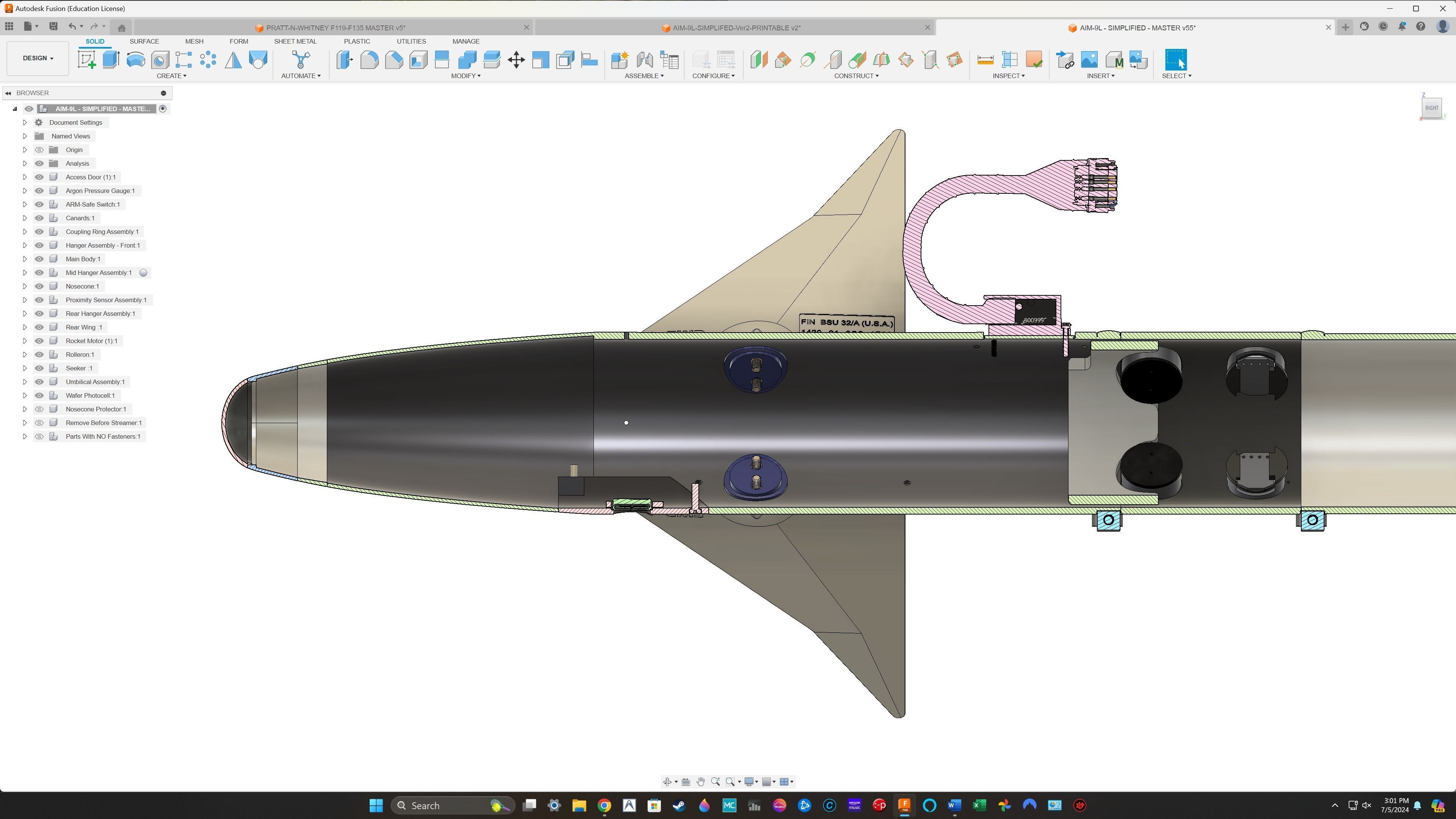 AIM-9L Sidewinder SIMPLIFIED - Extreme Detail - 3D Print Ready 3D print model_20