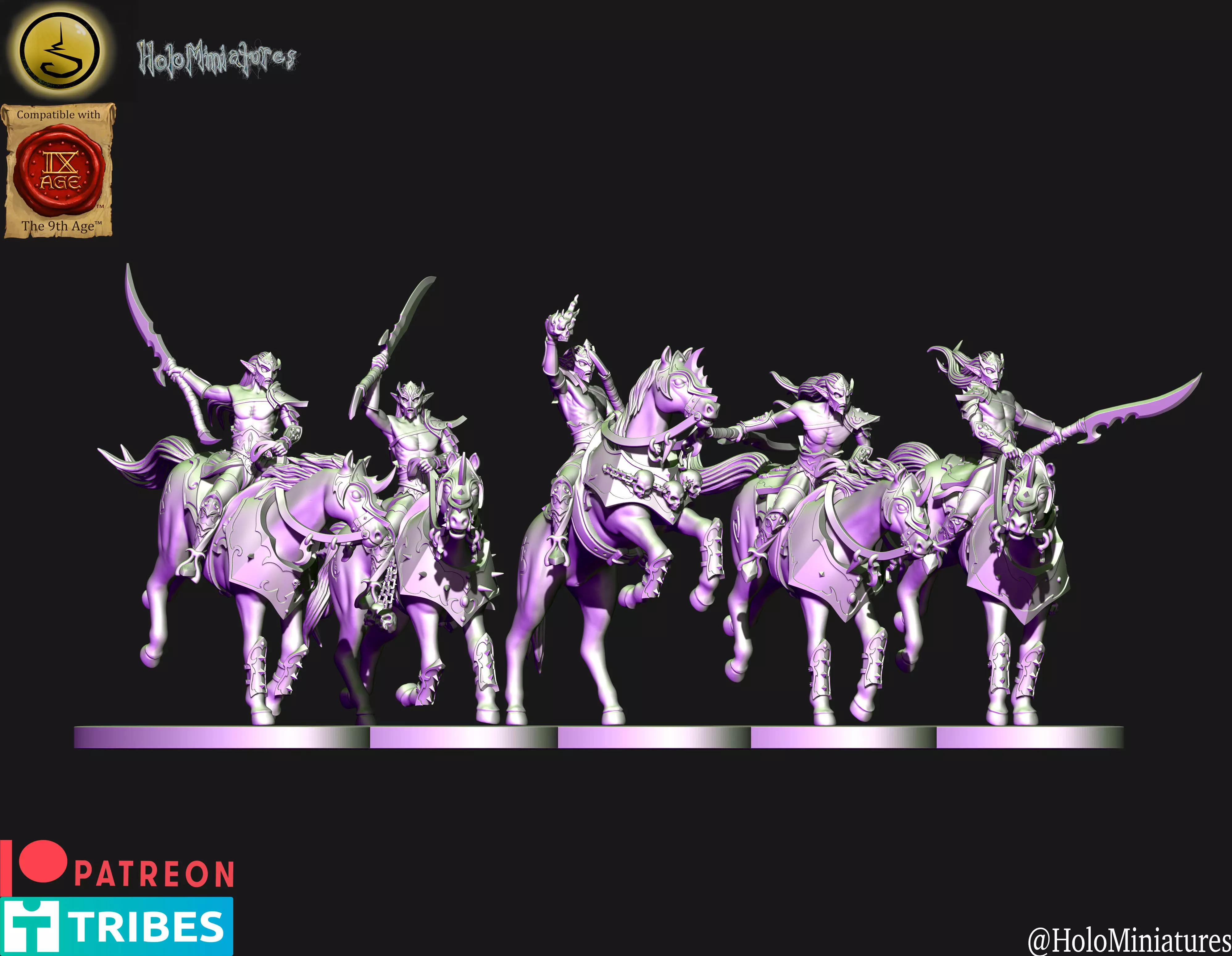 Dark elves Dread Acolytes unit  3D print model_0