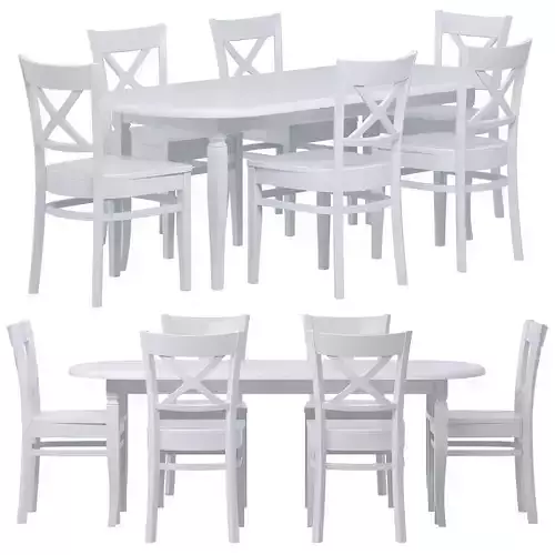 Table Shelton and Chair Mario Dining set 3D model